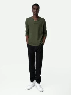 Zadig & Voltaire Monastir Henley T-shirt Used Kaki