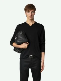 Zadig & Voltaire Monasti Henley T-shirt Black -Zadig Et Voltaire JMTN00250 NOIR ADDI 1 670548ad87e63