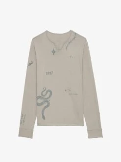 Zadig & Voltaire Monastir Henley T-shirt Granite -Zadig Et Voltaire JMTN01613 GRANITE PACKSHOT 673356401c833