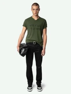 Zadig & Voltaire Monasti Henley T-shirt Used Kaki