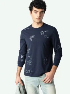 Zadig & Voltaire Hector T-shirt Encre 2 Zadig & Voltaire Hector T-shirt Encre -Zadig Et Voltaire JMTS01716 ENCRE ADDI 1 67604121d3bbf