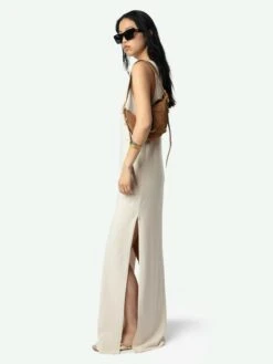 Zadig & Voltaire Deva Navy Sleeveless Dress Ecru -Zadig Et Voltaire JWDR01079 ECRU ADDI 1 67bed27419166