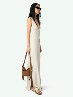 Zadig & Voltaire Deva Navy Sleeveless Dress Ecru -Zadig Et Voltaire JWDR01079 ECRU ADDI 2 67bed371f3fba