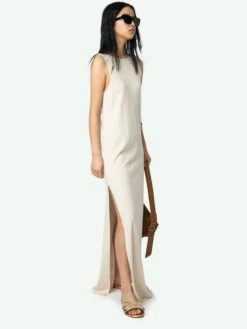 Zadig & Voltaire Deva Navy Sleeveless Dress Ecru -Zadig Et Voltaire JWDR01079 ECRU ADDI 4 67bed3e25d42c