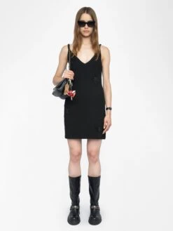 Zadig & Voltaire Stella Sleeveless Black Embellished Mini Dress Black