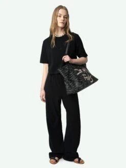 Zadig & Voltaire Clem Women's Black Linen Pants Black -Zadig Et Voltaire JWSP00010 BLACK ADDI 2 67a9e077f3a34