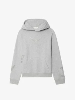 Zadig & Voltaire Georgy Grey Women's Rhinestone Sweatshirt Gris Chine -Zadig Et Voltaire JWSS01665 GRIS CHINE PACKSHOT 684fe1706ffe7