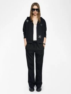 Zadig & Voltaire Mia Black Embellished Hoodie With Zip Black