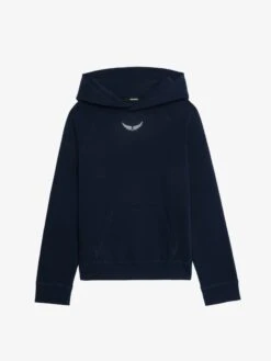 Zadig & Voltaire Georgy Hooded Embellished Sweatshirt In Navy Encre -Zadig Et Voltaire JWSS01667 ENCRE PACKSHOT 684fe161e39ba