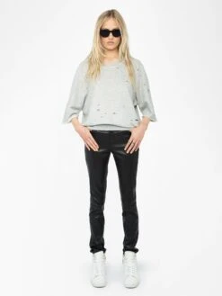 Zadig & Voltaire Edmond Diamanté Women's Distressed Sweatshirt Gris Chine Clai