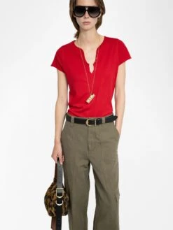 Zadig & Voltaire Tuni Henley T-shirt Love -Zadig Et Voltaire JWTN00447 LOVE ADDI 2 687df5a4d50e9