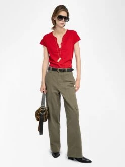 Zadig & Voltaire Tuni Henley T-shirt Love -Zadig Et Voltaire JWTN00447 LOVE ADDI 4 687df5b26c23b