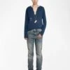 Zadig & Voltaire Tuni Henley Shirt Blueberry
