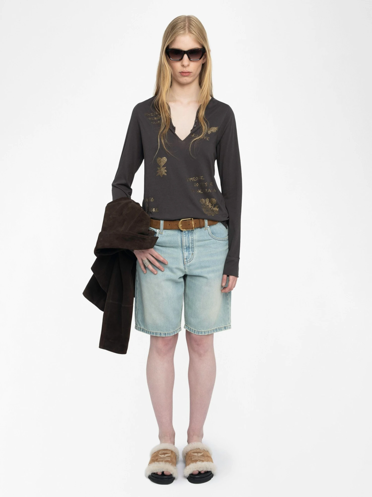 Tuni Henley Shirt Dark chocolate Zadig & Voltaire Tuni Henley Shirt Dark Chocolate -Zadig Et Voltaire JWTN02643 DARK CHOCOLATE SHOOTING 6836ff6ec6011 scaled