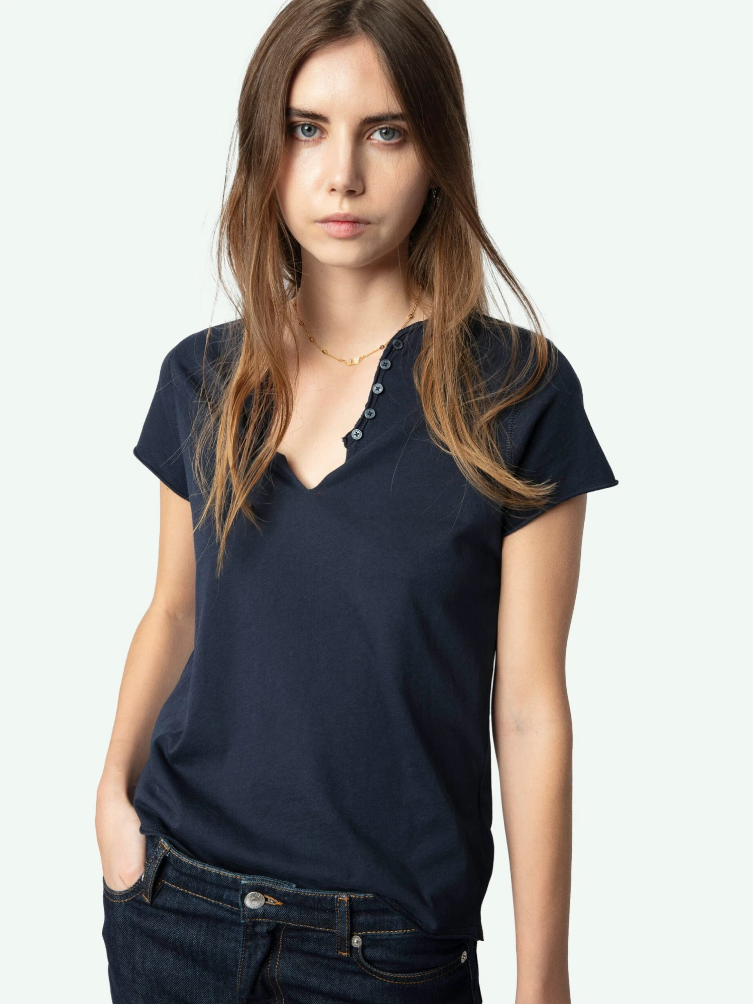 Henley Diamanté T-shirt Encre Zadig & Voltaire Henley Diamanté T-shirt Encre -Zadig Et Voltaire JWTN02645 ENCRE ADDI 1 675fef6029717 scaled