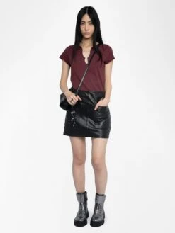 Zadig & Voltaire Henley T-shirt Tuni Burgundy -Zadig Et Voltaire JWTN02646 BURGUNDY ADDI 1 685d20c55388e