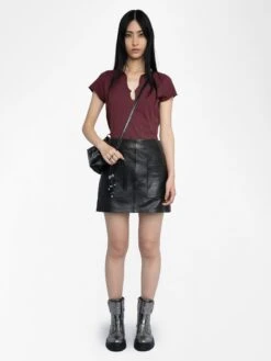 Zadig & Voltaire Henley T-shirt Tuni Burgundy