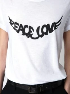 Zadig & Voltaire Woop Peace & Love Wings T-shirt White 2 Zadig & Voltaire Woop Peace & Love Wings T-shirt White -Zadig Et Voltaire JWTS01633 BLANC ADDI 1