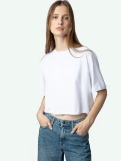 Zadig & Voltaire Lennox Cropped Tee Pure White -Zadig Et Voltaire JWTS01649 PURE WHITE HOVER 668ea902e5a80