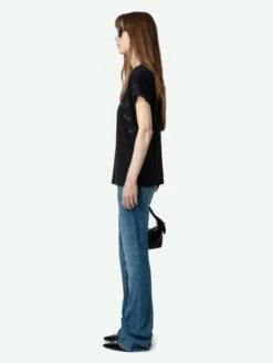 Zadig & Voltaire Anya Diamante Wings T-shirt Stone -Zadig Et Voltaire JWTS01663 STONE ADDI 1 664c626b296f4