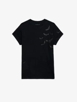 Zadig & Voltaire Anya Diamante Wings T-shirt Stone -Zadig Et Voltaire JWTS01663 STONE PACKSHOT 6643347a96f11