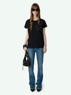 Zadig & Voltaire Anya Diamante Wings T-shirt Stone