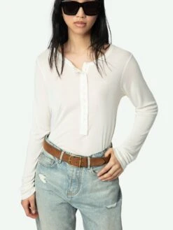 Zadig & Voltaire Blair Ribbed Henley Ecru 3 Zadig & Voltaire Blair Ribbed Henley Ecru -Zadig Et Voltaire JWTS02690 ECRU ADDI 2 67bed30af39e1