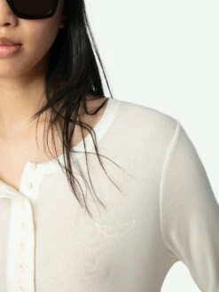 Zadig & Voltaire Blair Ribbed Henley Ecru 5 Zadig & Voltaire Blair Ribbed Henley Ecru -Zadig Et Voltaire JWTS02690 ECRU HOVER 67bed3a62fed1