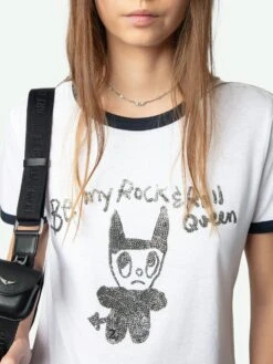 Zadig & Voltaire Woos Devil Rhinestone Graphic Tee White -Zadig Et Voltaire JWTS02772 WHITE HOVER 6763e54a3d23e