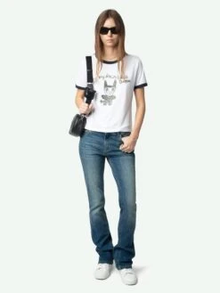 Zadig & Voltaire Woos Devil Rhinestone Graphic Tee White