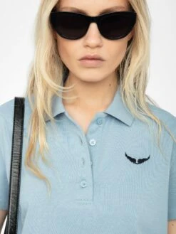 Zadig & Voltaire Mirta Cropped Polo Shirt Cloud -Zadig Et Voltaire JWTS02792 CLOUD HOVER 681b6897a64ad