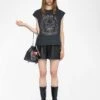Zadig & Voltaire Cloe Black Rhinestone Tank Top Black