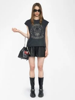 Zadig & Voltaire Cloe Black Rhinestone Tank Top Black