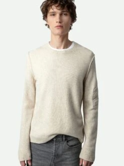 Zadig & Voltaire Kennedy Arrow Cashmere Sweater Sugar -Zadig Et Voltaire KMSW00664 SUGAR HOVER