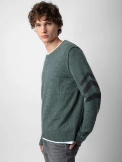 Zadig & Voltaire Kennedy Cashmere Sweater Bleu Treillis 3 Zadig & Voltaire Kennedy Cashmere Sweater Bleu Treillis -Zadig Et Voltaire KMSW00693 BLEU TREILLIS ADDI 2