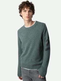 Zadig & Voltaire Kennedy Cashmere Sweater Bleu Treillis 4 Zadig & Voltaire Kennedy Cashmere Sweater Bleu Treillis -Zadig Et Voltaire KMSW00693 BLEU TREILLIS HOVER