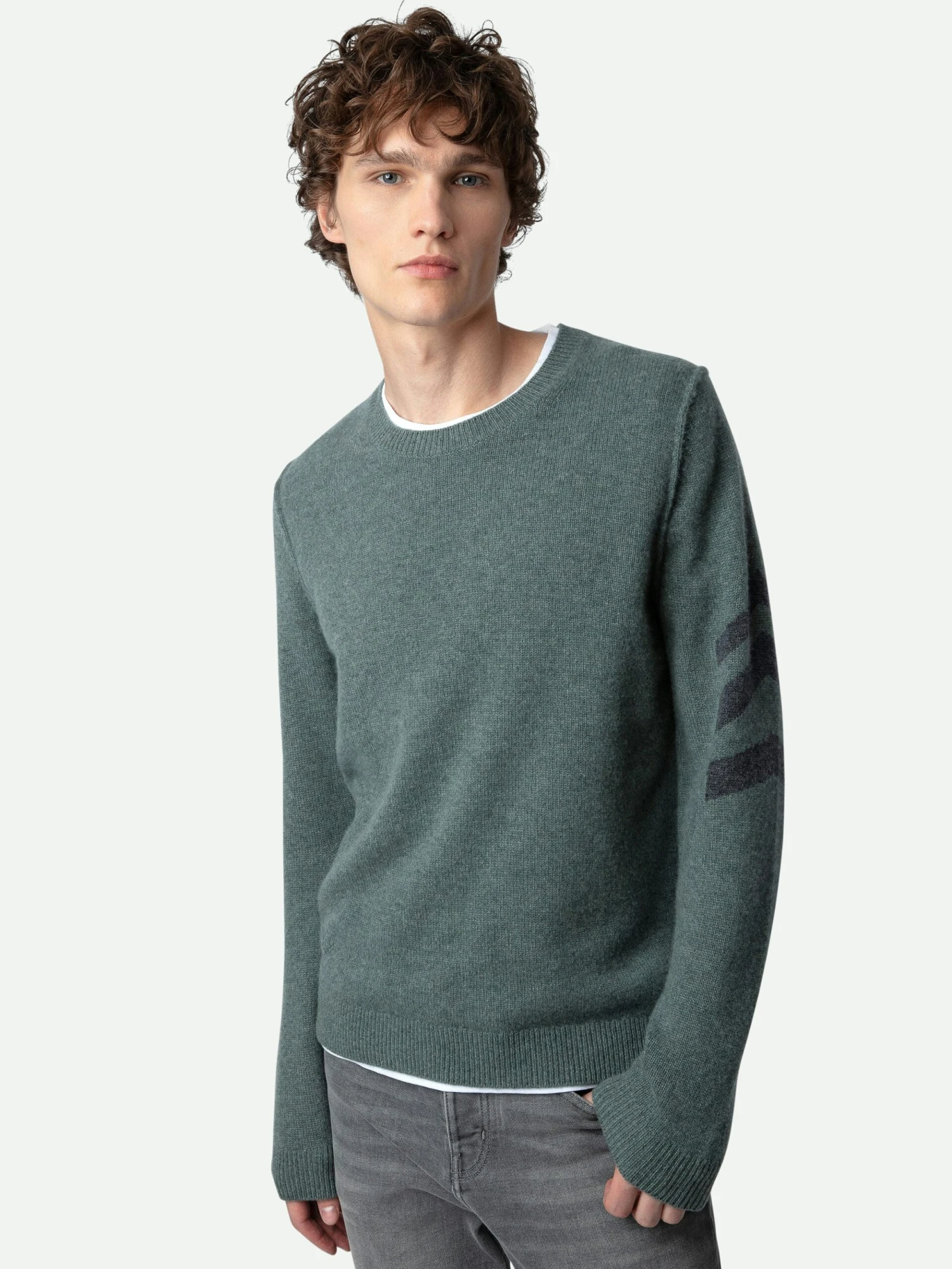 Kennedy Cashmere Sweater Bleu treillis Zadig & Voltaire Kennedy Cashmere Sweater Bleu Treillis -Zadig Et Voltaire KMSW00693 BLEU TREILLIS HOVER scaled