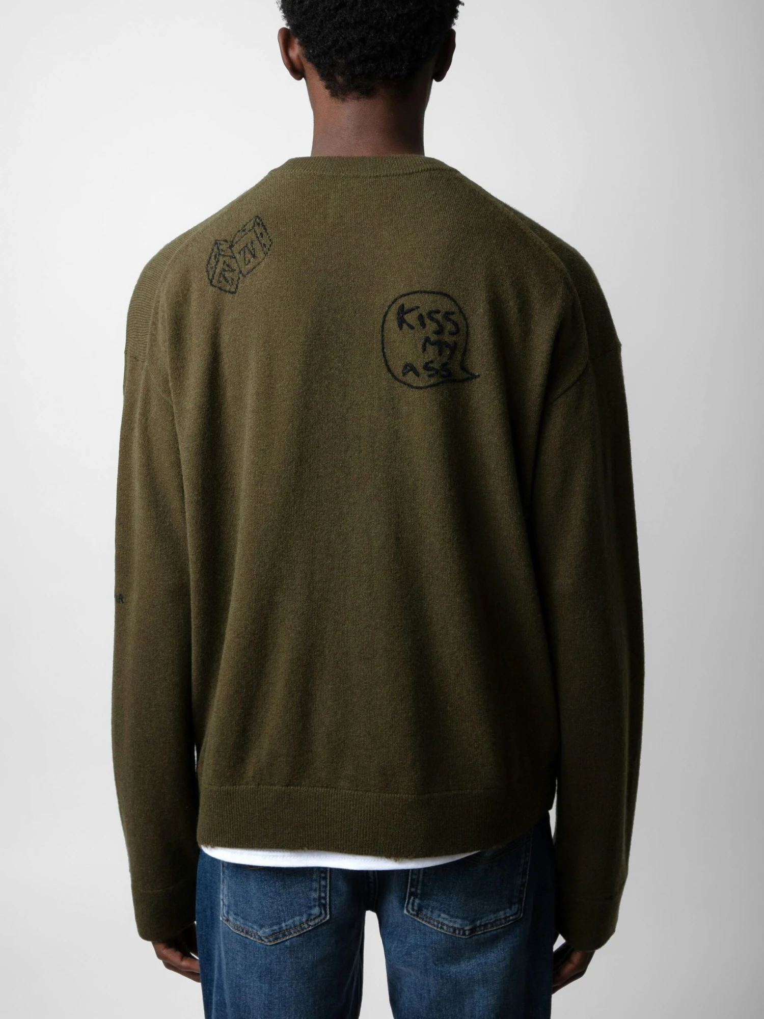 Marko Sweater Used kaki Zadig & Voltaire Marko Sweater Used Kaki -Zadig Et Voltaire KMSW00695 USED KAKI BACK scaled