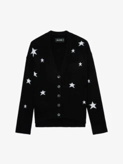 Zadig & Voltaire Mirka Stars Cashmere Cardigan Black -Zadig Et Voltaire KWCA00001 NOIR PACKSHOT