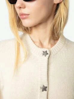 Zadig & Voltaire Marcya Cashmere Cardigan Ecru -Zadig Et Voltaire KWCA01587 ECRU HOVER 67234debb3e0b