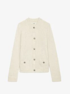 Zadig & Voltaire Marcya Cashmere Cardigan Ecru -Zadig Et Voltaire KWCA01587 ECRU PACKSHOT 6728b2316243e