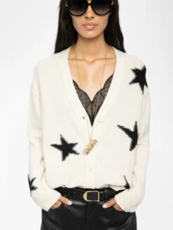 Zadig & Voltaire Mirkaz Cashmere Cardigan Ecru 3 Zadig & Voltaire Mirkaz Cashmere Cardigan Ecru -Zadig Et Voltaire KWCA01626 ECRU HOVER 686b8256286f7