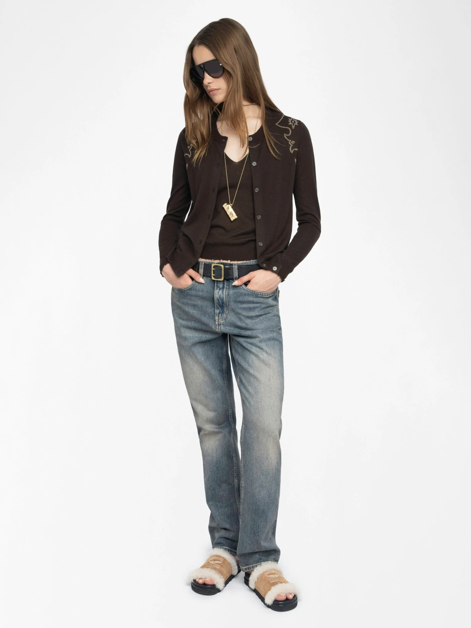 Missya Cashmere Cardigan Dark chocolate Zadig & Voltaire Missya Cashmere Cardigan Dark Chocolate -Zadig Et Voltaire KWCA01629 DARK CHOCOLATE ADDI 1 6849a43c5418f scaled