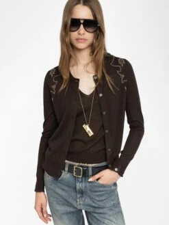Zadig & Voltaire Missya Cashmere Cardigan Dark Chocolate 3 Zadig & Voltaire Missya Cashmere Cardigan Dark Chocolate -Zadig Et Voltaire KWCA01629 DARK CHOCOLATE ADDI 2 6849a342eaf84