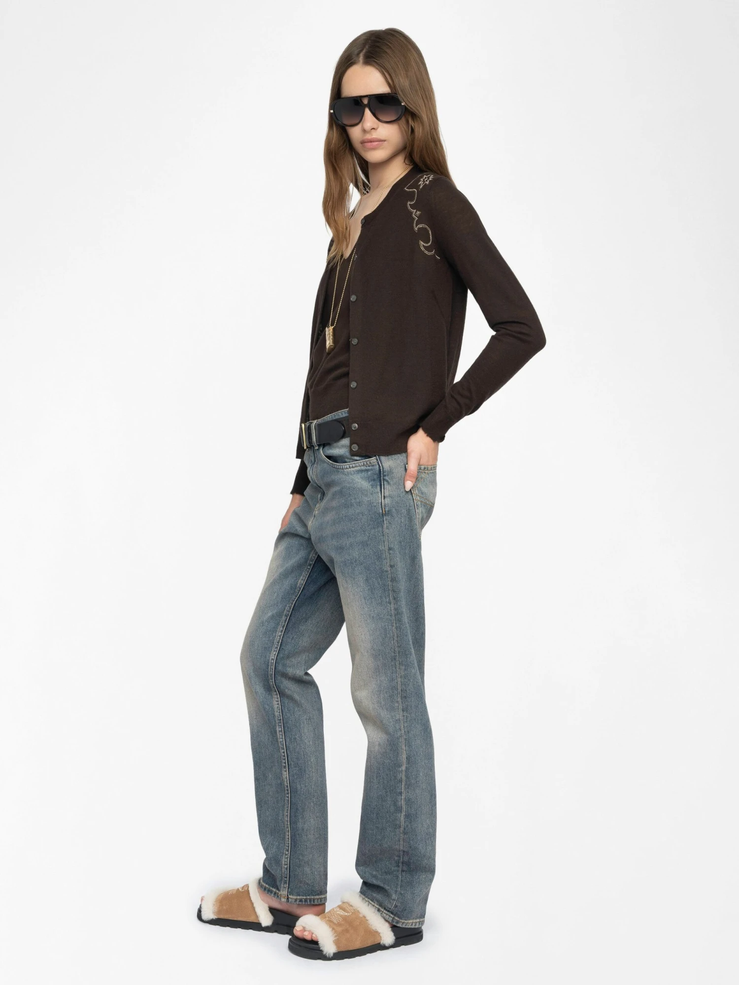 Missya Cashmere Cardigan Dark chocolate Zadig & Voltaire Missya Cashmere Cardigan Dark Chocolate -Zadig Et Voltaire KWCA01629 DARK CHOCOLATE ADDI 3 6849a408d8df5 scaled