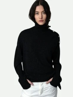 Zadig & Voltaire Alma Jewelled Cashmere Sweater Black -Zadig Et Voltaire KWSW00002 NOIR HOVER