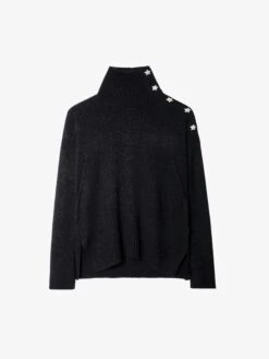 Zadig & Voltaire Alma Jewelled Cashmere Sweater Black -Zadig Et Voltaire KWSW00002 NOIR PACKSHOT