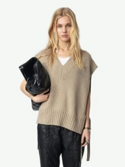 Zadig & Voltaire Maddy Cashmere Sweater Oatmeal 1 Zadig & Voltaire Maddy Cashmere Sweater Oatmeal -Zadig Et Voltaire KWSW01523 OATMEAL ADDI 1 67234e7e99653