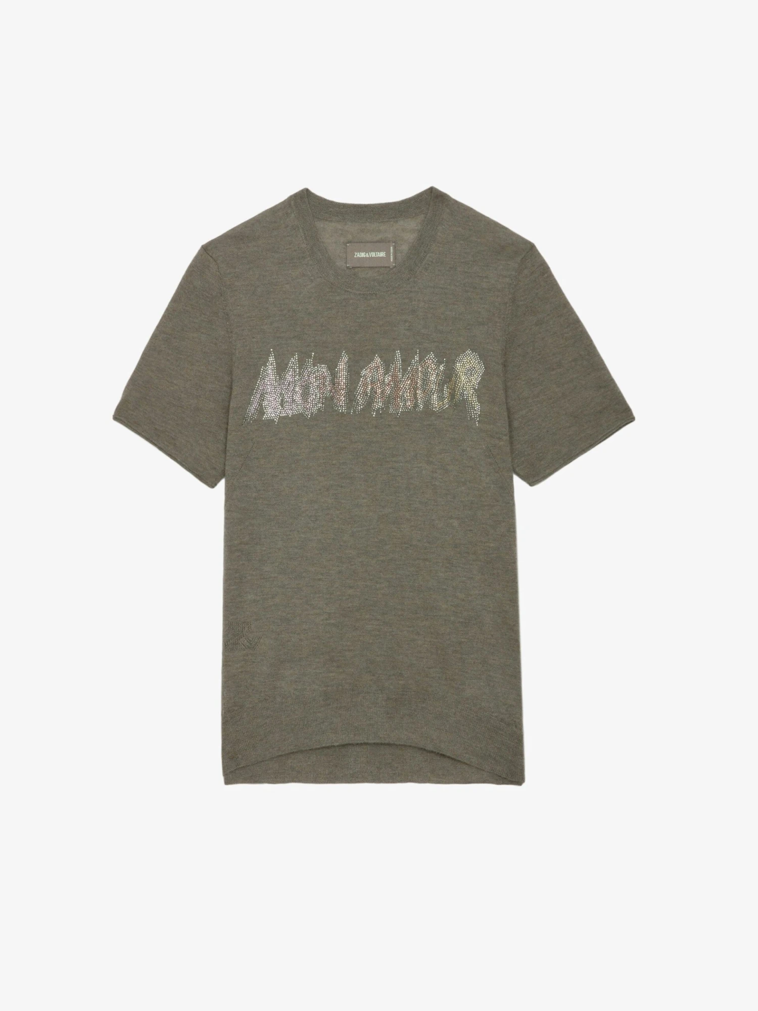 Ida Mon Amour Diamanté Cashmere Sweater Kaki clair Zadig & Voltaire Ida Mon Amour Diamanté Cashmere Sweater Kaki Clair -Zadig Et Voltaire KWSW01632 KAKI CLAIR PACKSHOT scaled