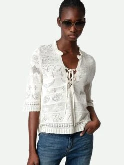 Zadig & Voltaire Taho Sweater Ecru -Zadig Et Voltaire KWSW01635 ECRU HOVER